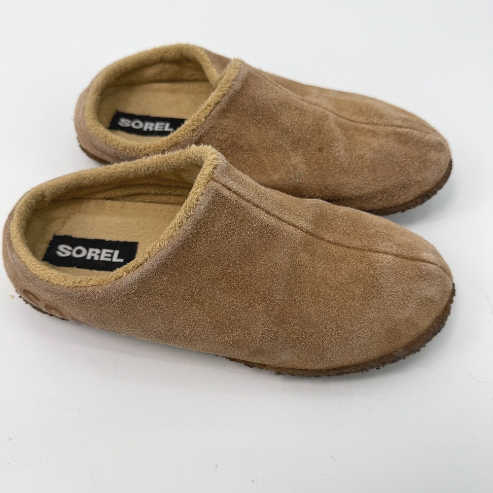 Sorel Suede Slipper‎ Kids 3 Tan Cabincore Gorpcore Hygge Cozy Comfort